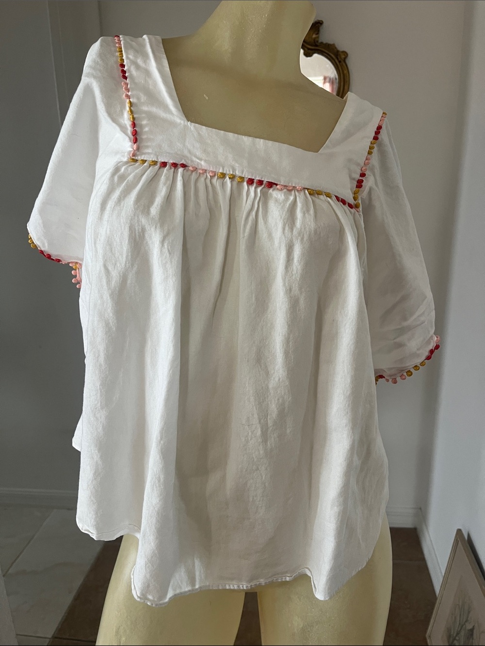 Boho Madewell Square-Neck Peasant Blouse